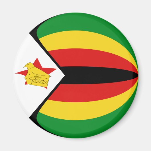 Aimant drapeau fisheye Zimbabwe (Devant)