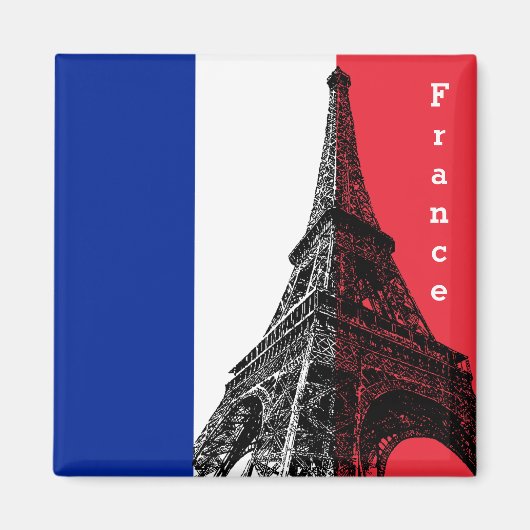 Aimant Drapeau français & Tour Eiffel - France /fans spor (Devant)