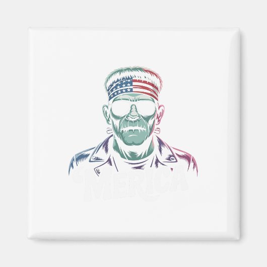 Aimant Drapeau Frankenstein Monster Lover Sungles Usa 4e (Devant)