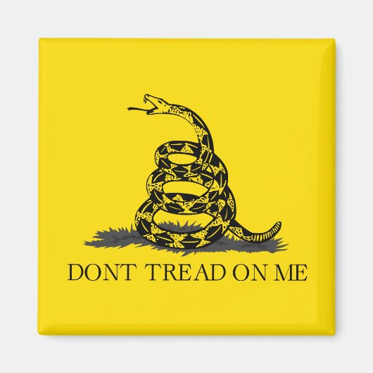 Aimant Drapeau Gadsden Ne me marche pas dessus NOIR JAUNE (Devant)