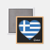 Aimant Drapeau grec & Coeur grec, Grèce vacances /sports (Recto/Verso)