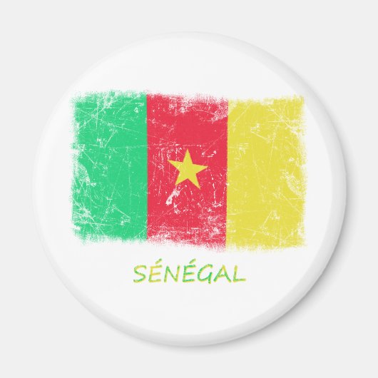 Aimant Drapeau Grunge Sénégal (Devant)