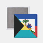 Aimant Drapeau Haïti Bahamas | Drapeau bahaméen à moitié  (Recto/Verso)