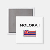Aimant Drapeau Hawaï de Molokai USA Couleur claire (Recto/Verso)