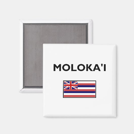 Aimant Drapeau Hawaï de Molokai USA Couleur claire (Recto/Verso)