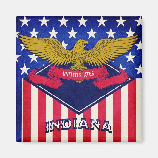 Aimant Drapeau Indiana USA (Devant)