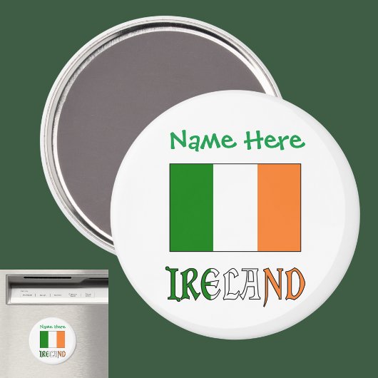 Aimant Drapeau Irlandais Irlande Personnalisation Verte 