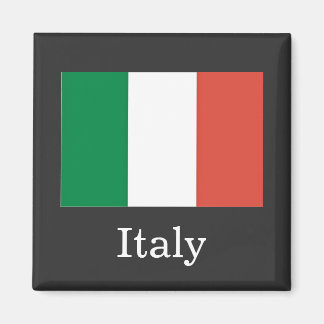 Aimant Drapeau Italie, texte blanc,
