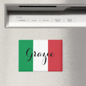 Aimant Drapeau italien Élégante Calligraphie Grazie (In Situ (Lave-vaisselle))