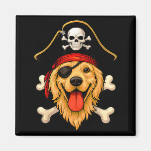 Aimant Drapeau Jolly Roger de pirate de chien Retriever d