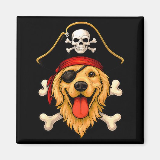 Aimant Drapeau Jolly Roger de pirate de chien Retriever d (Devant)