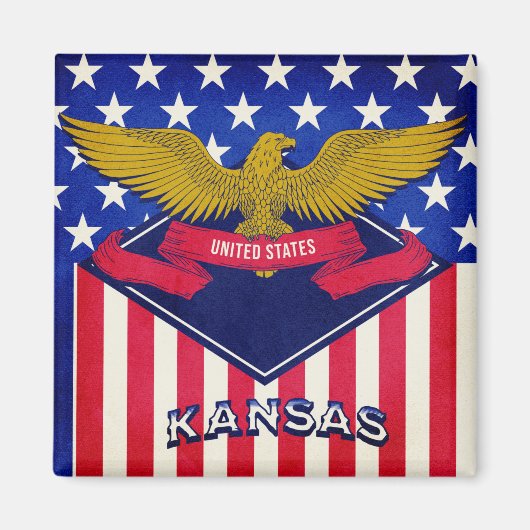 Aimant Drapeau Kansas USA (Devant)