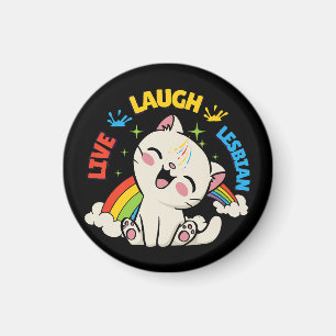 Aimant Drapeau lesbien de rire de vie Chat arc-en-ciel Mo