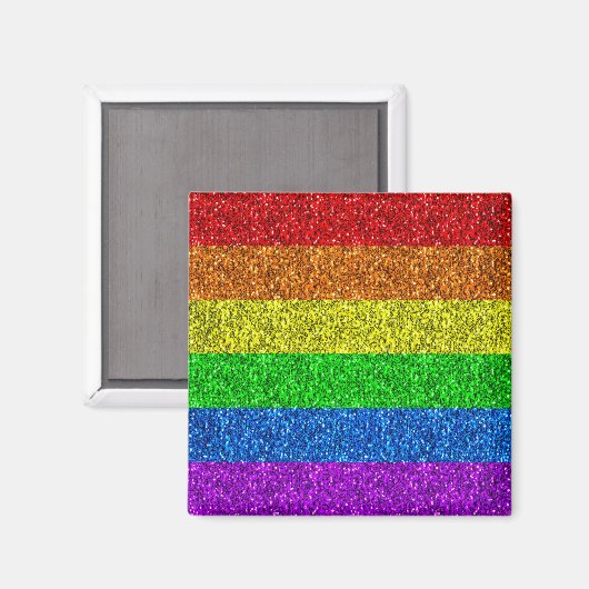Aimant Drapeau LGBT vibrante parties scintillant arc-en-c (Recto/Verso)
