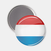 Aimant Drapeau luxembourgeois rond brillant (Recto/Verso)