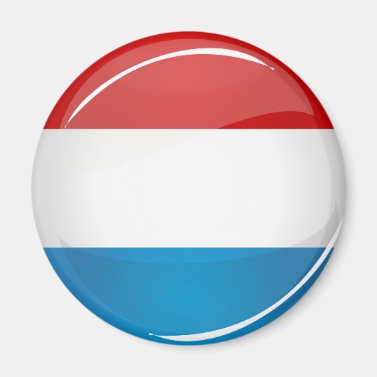 Aimant Drapeau luxembourgeois rond brillant (Devant)