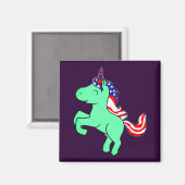 Aimant Drapeau Mane caricature Unicorn Mint Green Patriot (Recto/Verso)