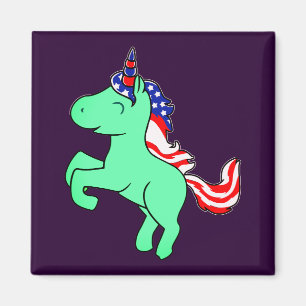Aimant Drapeau Mane caricature Unicorn Mint Green Patriot