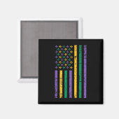 Aimant Drapeau Mardi Gras Us (Recto/Verso)