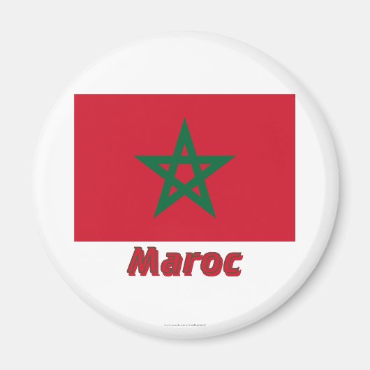 Aimant Drapeau Maroc avec le nom français (Devant)