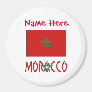 Aimant Drapeau Marocain Maroc Nom Personnalisé Rouge