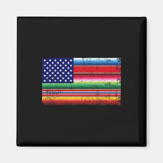 Aimant Drapeau Mexicain Américain Usa Serape Cinco De May (Devant)