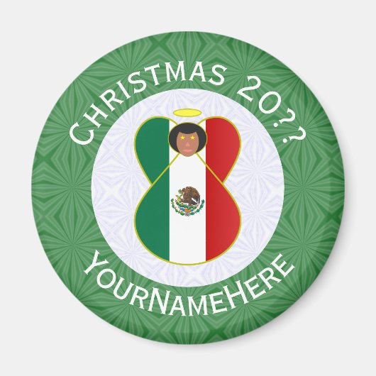Aimant Drapeau mexicain Ange de Noël Personnalisé (Devant)