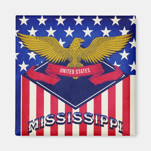 Aimant Drapeau Mississippi USA (Devant)
