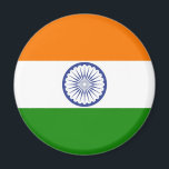 Aimant Drapeau national de l'Inde Ashoka Chakra<br><div class="desc">Le drapeau national de l'Inde est un tricolore rectangulaire horizontal du safran indien,  blanc et vert de l'Inde ; avec l'Ashoka Chakra,  une roue de 24 branches,  en bleu marine au centre. Chakra,  patriotique,  cadeau à l'inde,  souvenir,  fan de sports #india #indian #asia,  #mumbai #ashoka</div>