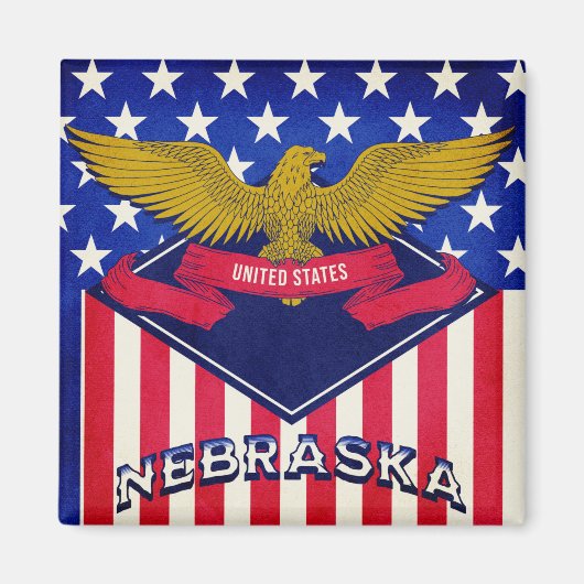 Aimant Drapeau Nebraska USA (Devant)