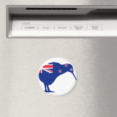 Aimant Drapeau néo-zélandais avec Kiwi SIlhouette (In Situ (Lave-vaisselle))