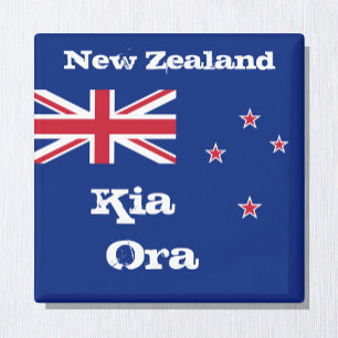 Aimant Drapeau néo-zélandais & Kia Ora, vacances /sports 