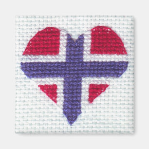 Aimant Drapeau norvégien Croix du Coeur Stitch Norvège no