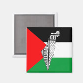 Aimant Drapeau palestinien et carte avec Motif Keffiyeg (Recto/Verso)