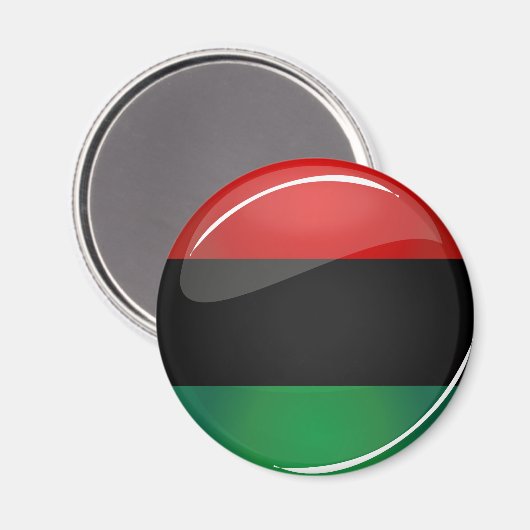Aimant Drapeau panafricain rond brillant (Recto/Verso)