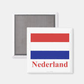 Aimant Drapeau Pays-Bas avec nom en néerlandais (Recto/Verso)