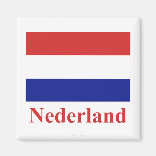 Aimant Drapeau Pays-Bas avec nom en néerlandais (Devant)