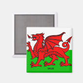 AIMANT DRAPEAU PAYS DE GALLES / DRAGON (Recto/Verso)
