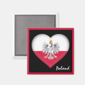 Aimant Drapeau polonais & Coeur Pologne vacances, voyage  (Recto/Verso)