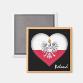 Aimant Drapeau polonais et fête du Coeur de Pologne, voya (Recto/Verso)