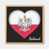 Aimant Drapeau polonais et fête du Coeur de Pologne, voya (Devant)