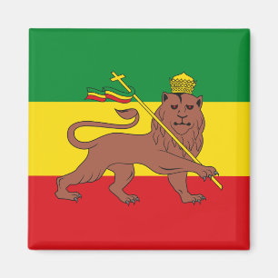 Aimant Drapeau rastafarien d'Ethiopie Lion de Juda Postca