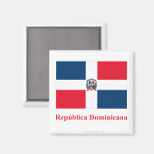Aimant Drapeau République Dominicaine avec nom en espagno (Recto/Verso)