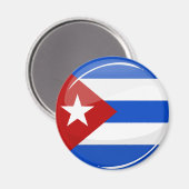 Aimant Drapeau rond brillant de Cuba (Recto/Verso)