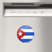 Aimant Drapeau rond brillant de Cuba (In Situ (Lave-vaisselle))