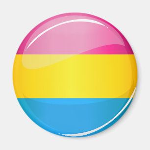 Aimant Drapeau rond brillant de la fierté Pansexual