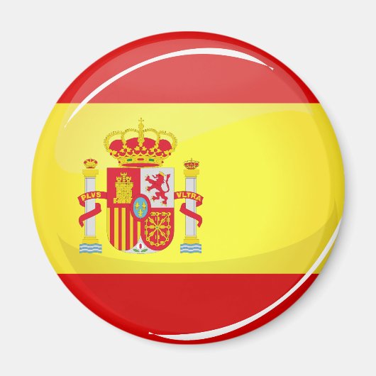 Aimant Drapeau rond brillant d'Espagne (Devant)