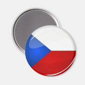 Aimant Drapeau rond brillant République tchèque (Recto/Verso)