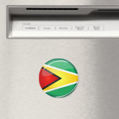 Aimant Drapeau rond glacé Guyanais (In Situ (Lave-vaisselle))
