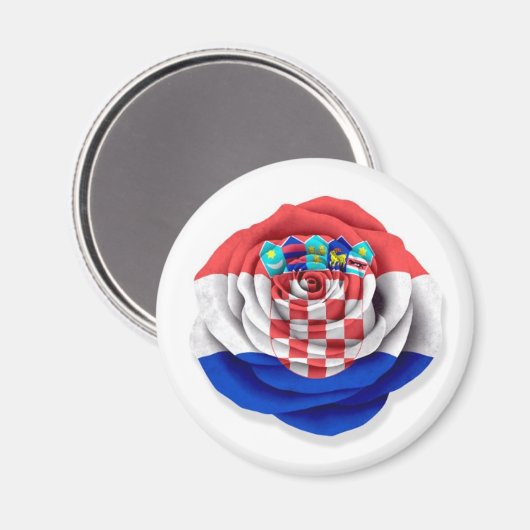 Aimant Drapeau Rose croate blanc (Recto/Verso)